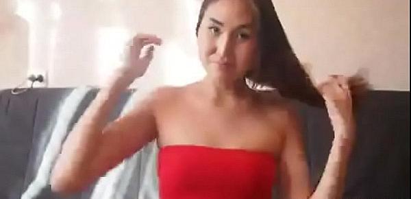  chinese girl in red clothes acting very naughty
